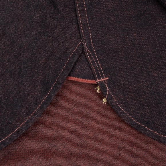 (NWT) Iron Heart 10oz Selvedge Denim Work Shirt - Indigo Overdyed Red (size M) - Picture 6 of 16